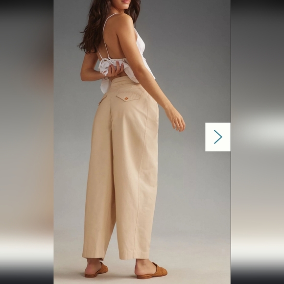 Anthropologie Maeve Utility Barrel Trouser Chino Neutral Pocket Pants NWOT - Picture 5 of 16